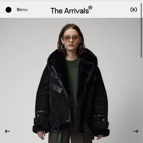 The Arrivals Moya Suede Black Shearling Jacket - Picture 2 of 12